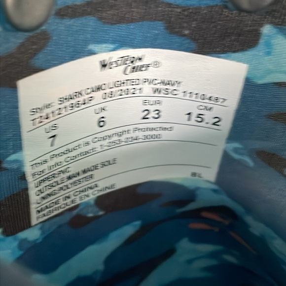 Western Chief Shark Camo Light Up Rainboots Size 7 Blue - Picture 7 of 10